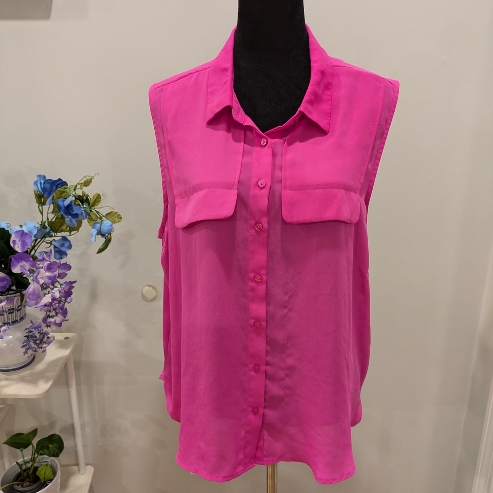 Worthington Pink Collar Boxy Blouse Size PXXL